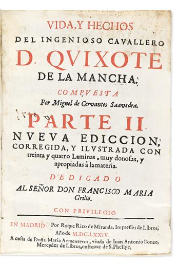 Cervantes, Miguel de (1547-1616) [Don Quixote in Spanish, Illustrated]. Vida, y Hechos del Ingenioso Cavallero Don Quixote de la Mancha